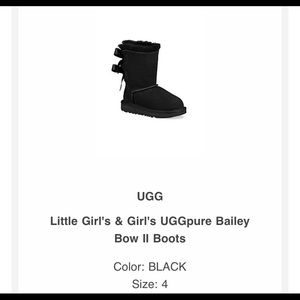 Girls Sz 4 Black Ugg Bailey Bow boots